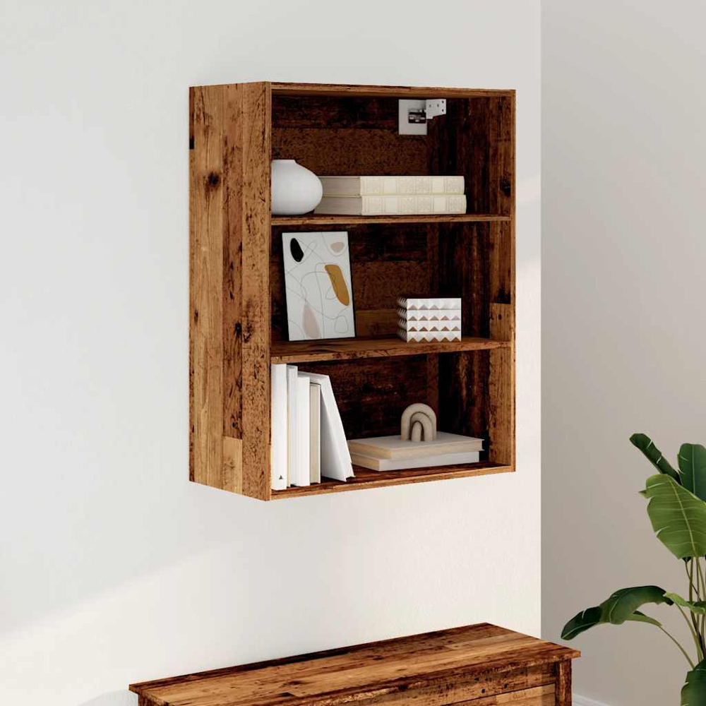 vidaXL 3 Open Shelf Old Wood Hanging Wall Cabinet Image 8