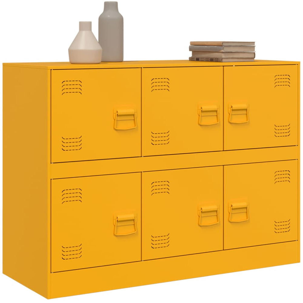 vidaXL 6 Door Mustard Yellow Metal Sideboard Image 4