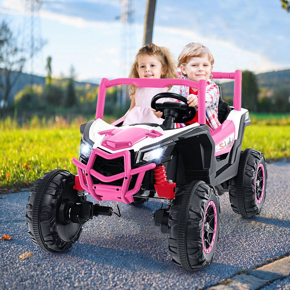 Costway Kids Pink Ride On UTV Car with 4 Engine and Remote Control 24V Image 5