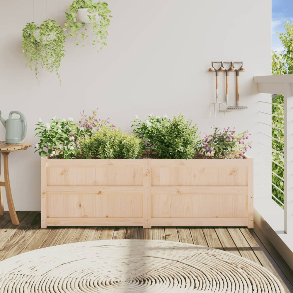 vidaXL Brown Pine Wood Raised Garden Bed 50 x 150 x 50cm Image 2