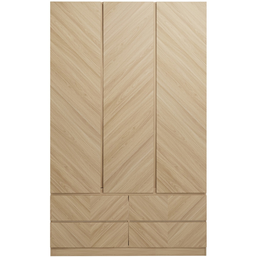 GFW Catania 3 Door 4 Drawer Euro Oak Wood Wardrobe Image 2