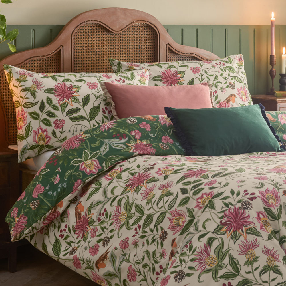 Wylder Beatrice Super King Size Multicolour Floral Nature Reversible Duvet Cover Set Image 4