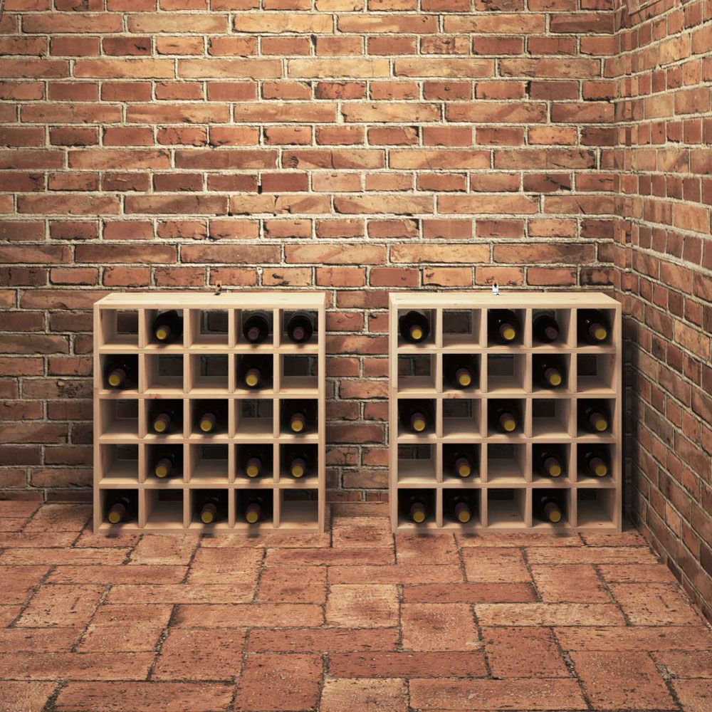vidaXL 25 Bottle Brown Freestanding Wine Rack Set of 2 Image 2