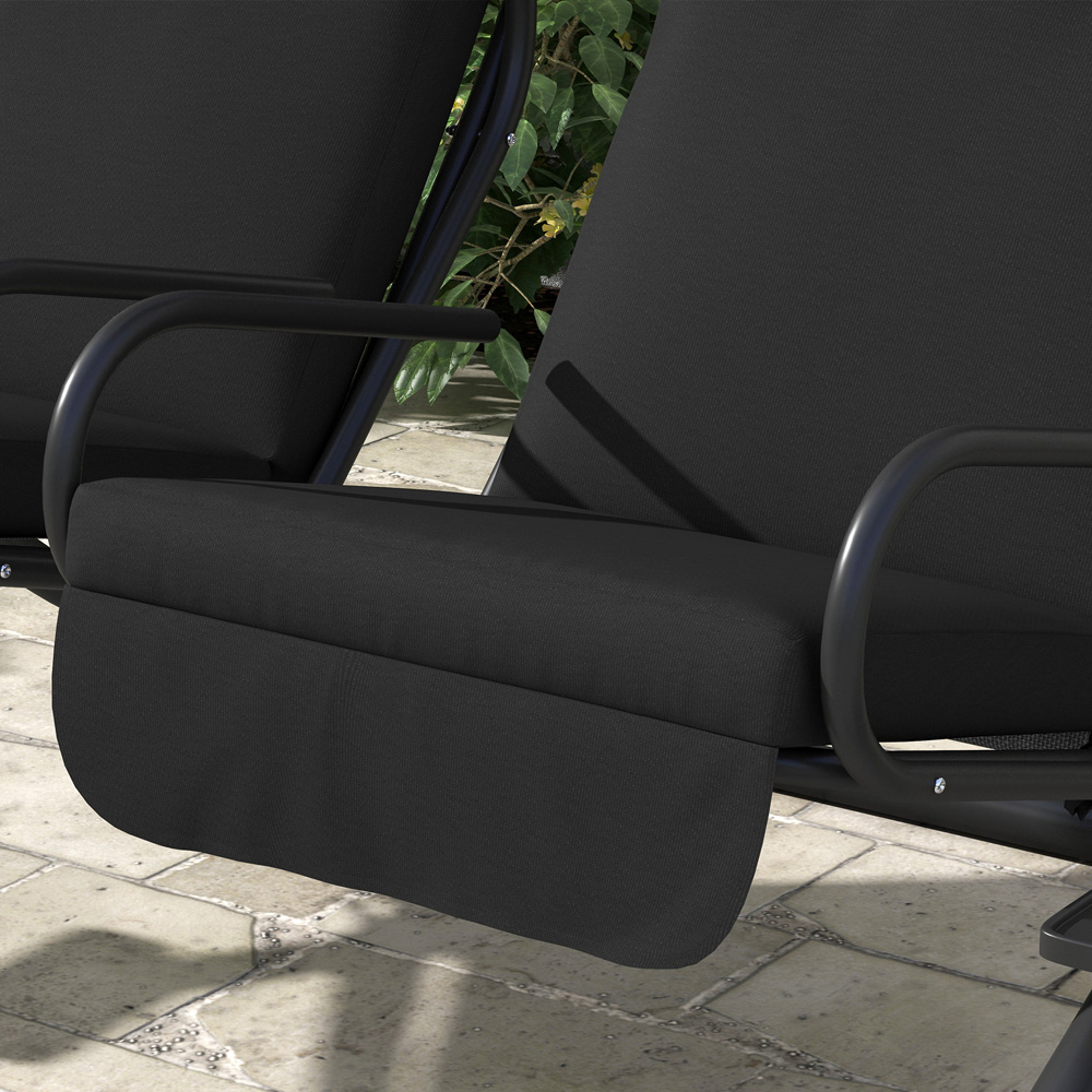 Outsunny 2 Seater Black Independent Swing Chair with Canopy and Cup Holder Image 5