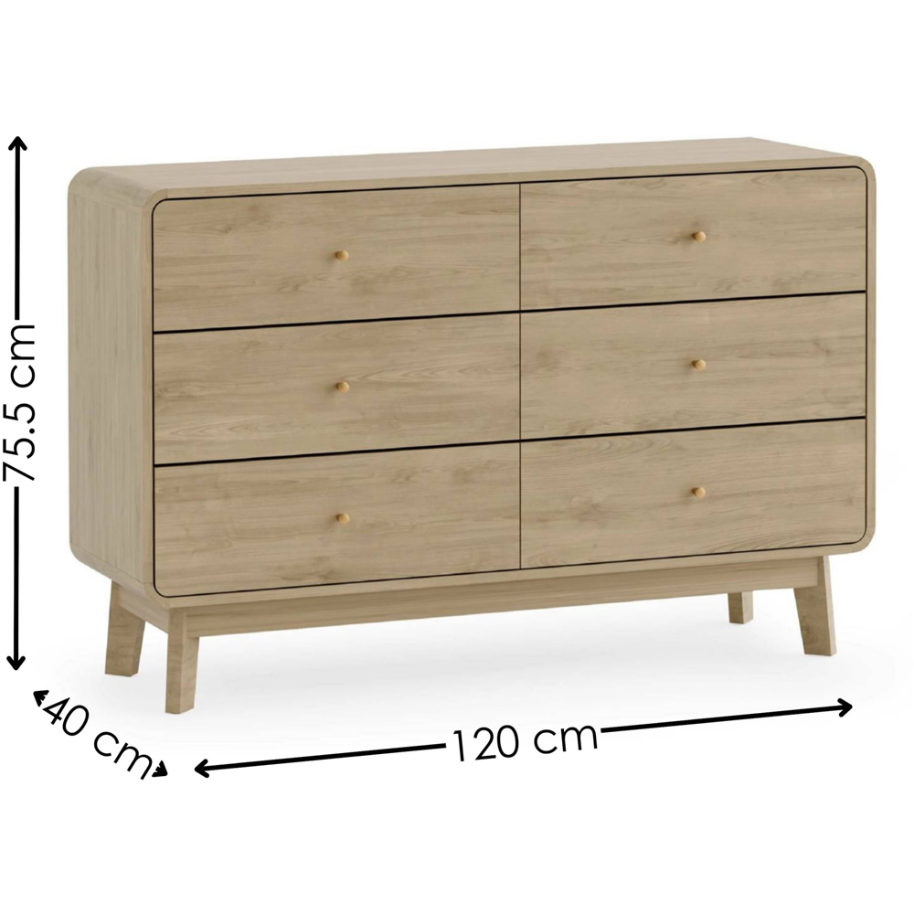 Julian Bowen Ingrid 6 Drawer Oak Dresser Image 9