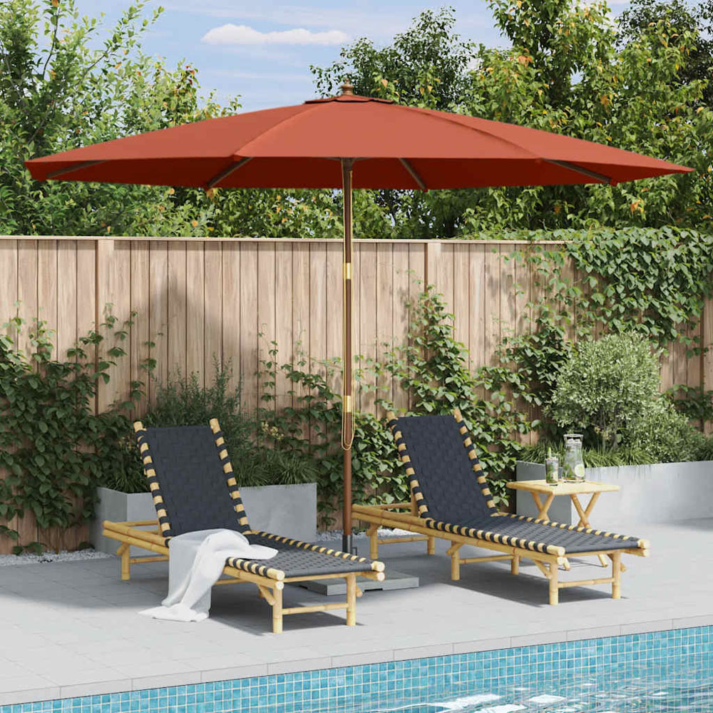vidaXL Brown Garden Parasol with Wooden Pole 3.5m Image 2