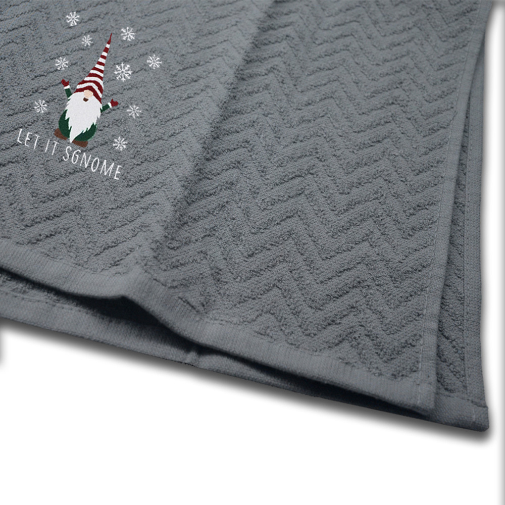 Noel Square Xmas Gonks Grey Tea Towel 3 Pack Image 5