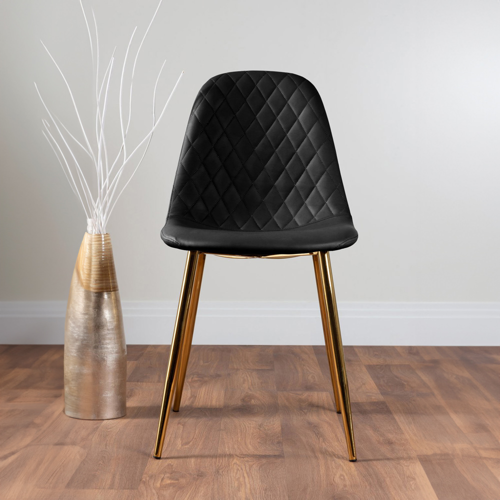 Furniturebox Molini Solara 6 Seater Dining Set White Gloss Black and Gold Image 3