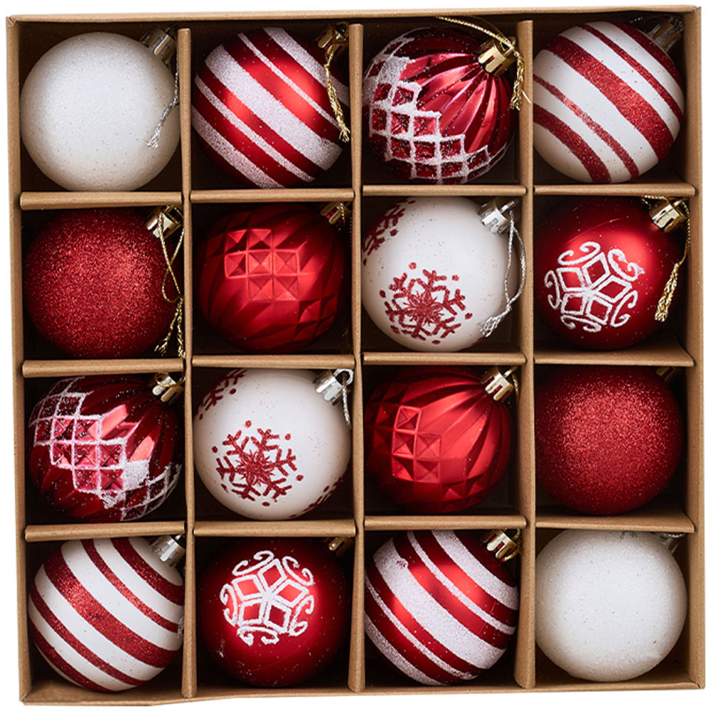 Living and Home Red and White Bauble 16 Pack Image 1