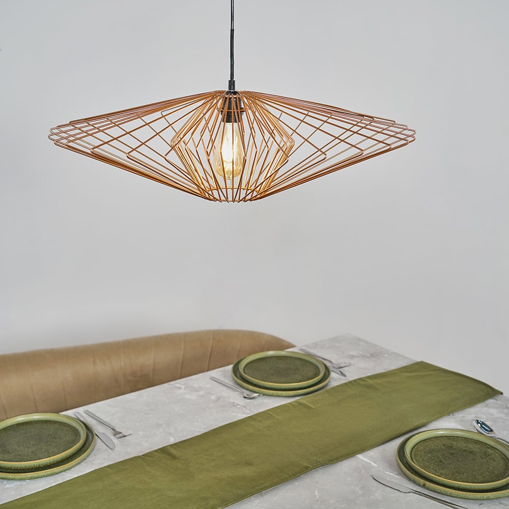 ValueLights Sinat Copper Wire Frame Pendant Shade XL Image 2