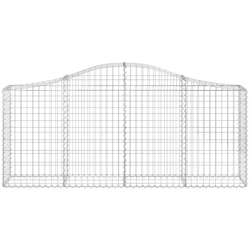 vidaXL Silver Galvanised Iron Arched Gabion Basket 200 x 30 x 80/100cm 8 Pack Image 2