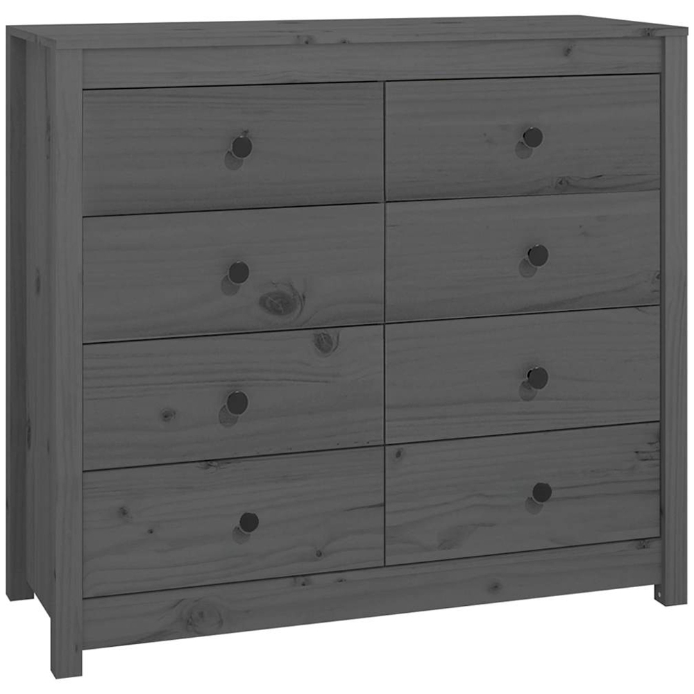 vidaXL 8 Drawer Grey Solid Pine Wood Sideboard Image 2