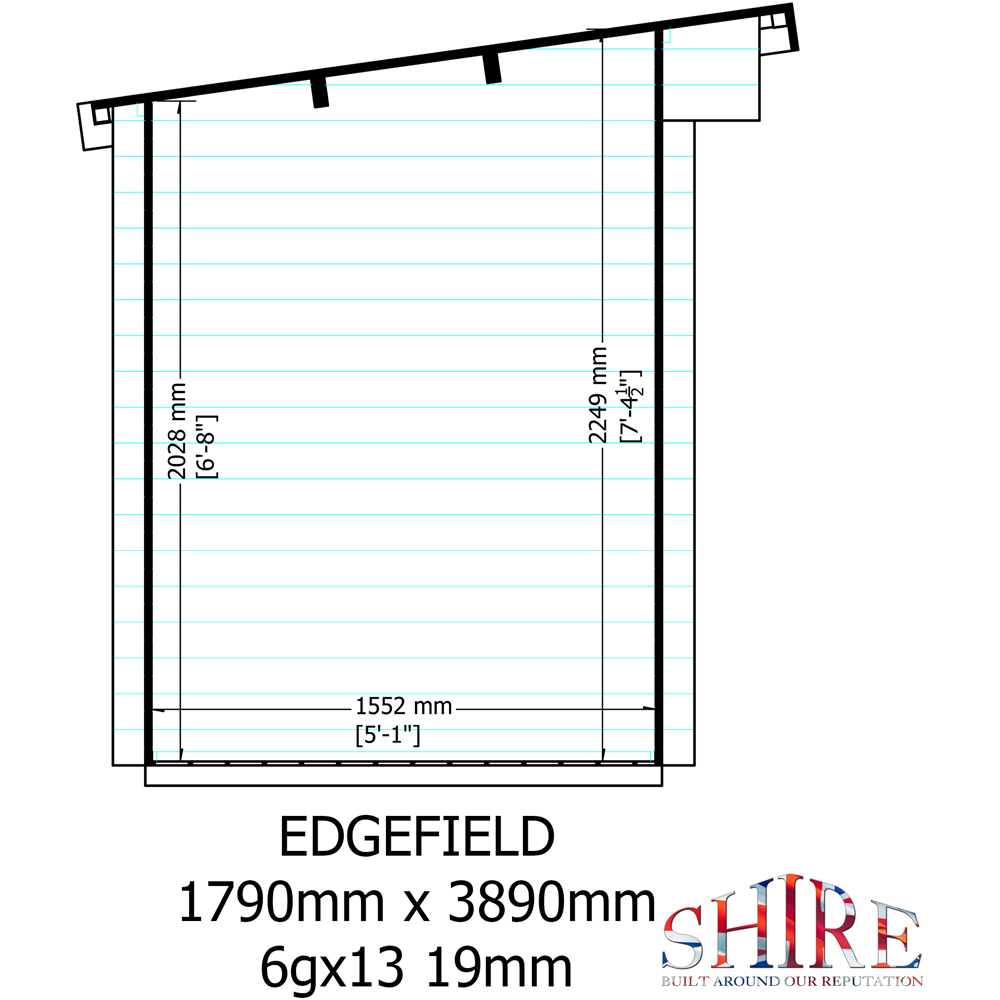 Shire Edgefield 13 x 6ft Apex Garden Log Cabin Image 8