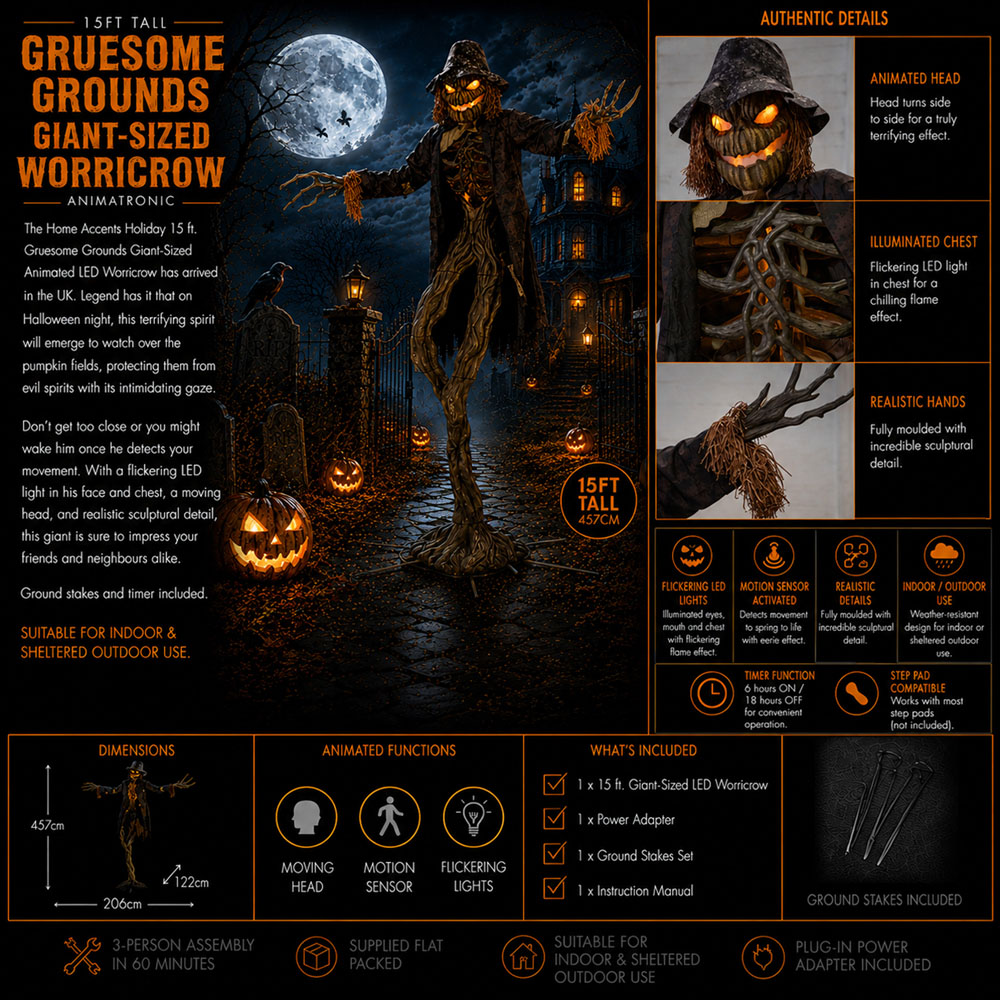 Home Accents Giant Animated Worricrow Scarecrow Halloween Decoration 15ft Image 9