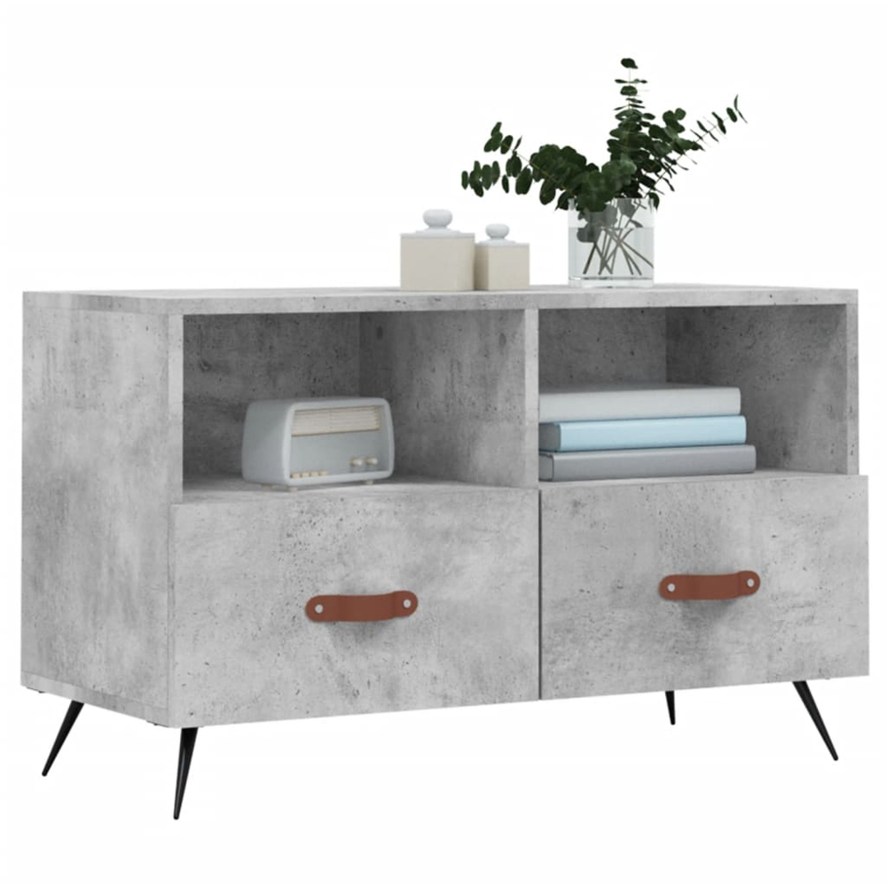 vidaXL 2 Drawer 2 Shelf Concrete Grey TV Cabinet Image 3