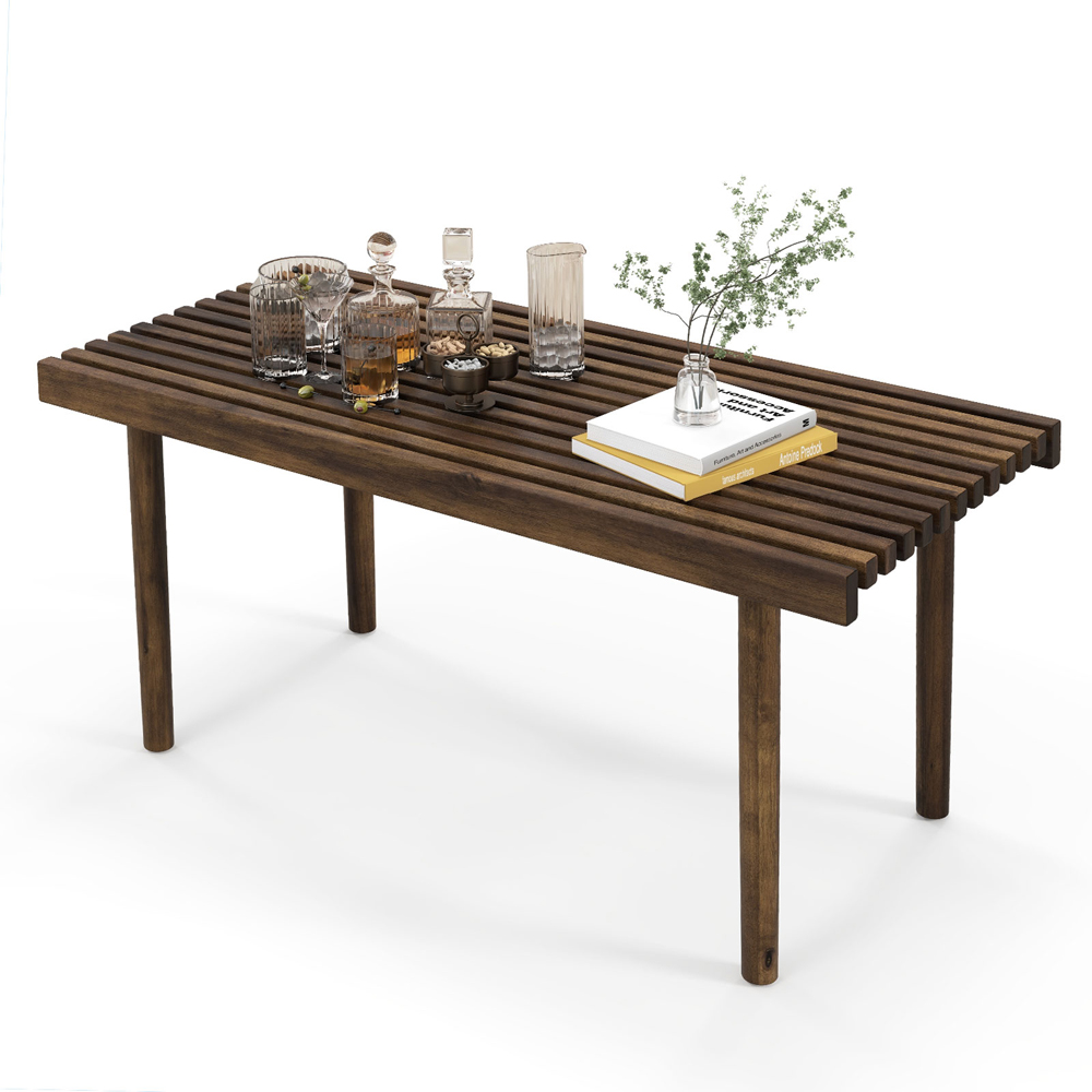Costway Slatted Top Coffee Table Image 3