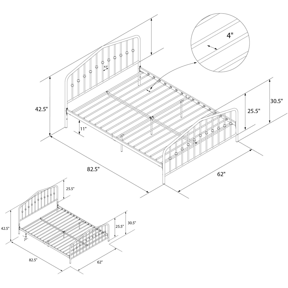 Novogratz Bushwick King Size Grey Metal Bed Frame Image 6