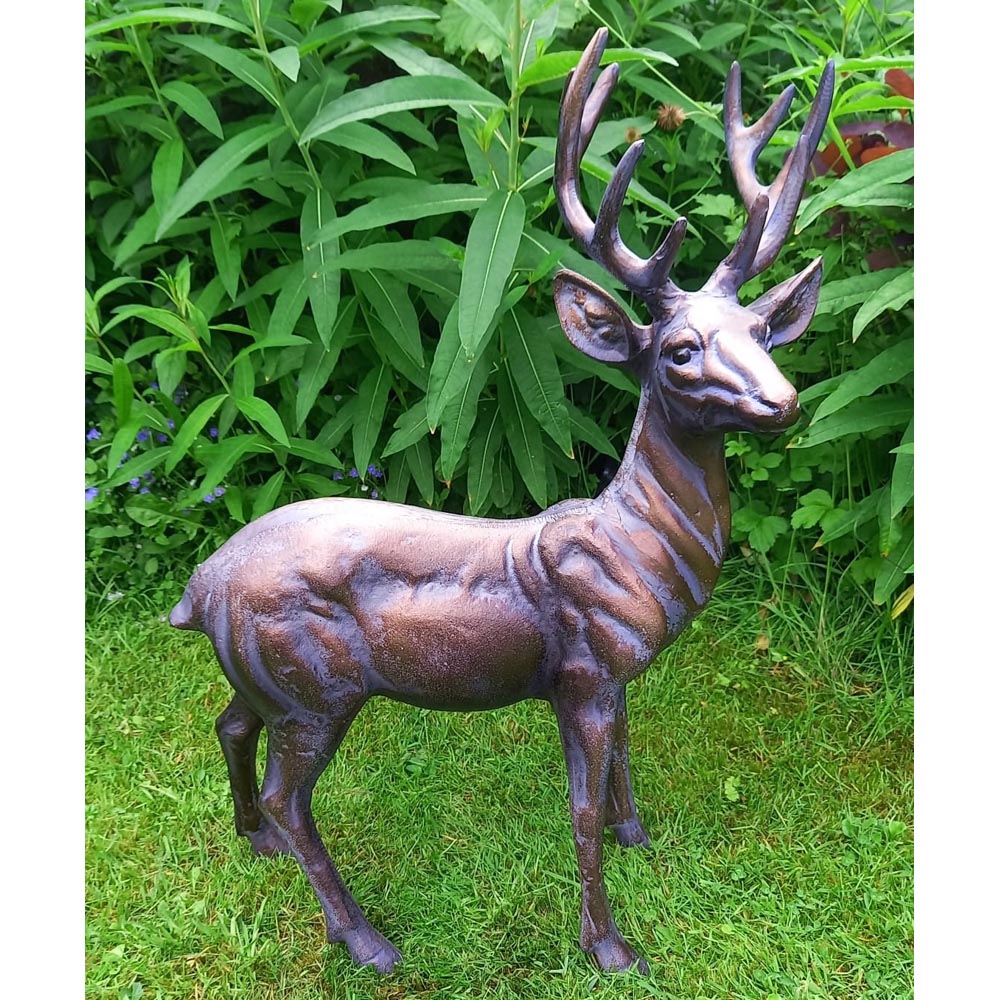 Inspirational Gifting Standing Stag Buck Cast Aluminium Garden Ornament Image 2