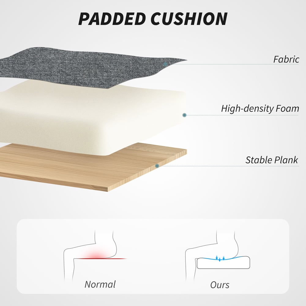 HOMCOM Charcoal Grey Linen Fabric Tilting Chair Image 5