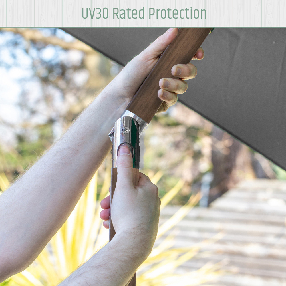 Gardenkraft Grey Crank and Tilt Wooden Parasol 2m Image 5