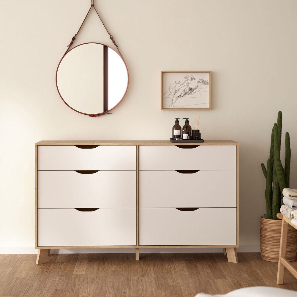 Furniture To Go Ikast 6 Drawer Brown and White Chest of Drawers Image 7