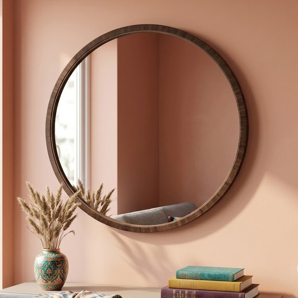 Brushed Wood Grain Effect Mirror Brown Image 2