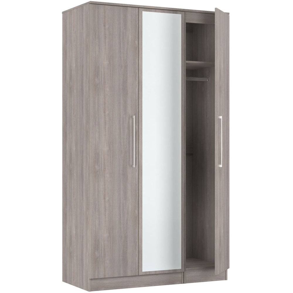 Crowndale Worcester 3 Door Grey Oak Tall Mirrored Wardrobe Ready Assembled Image 5