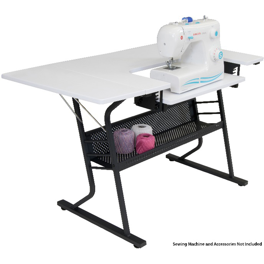 Sewing Online 13367 Single Shelf White and Black Small Hobby and Sewing Table Image 2