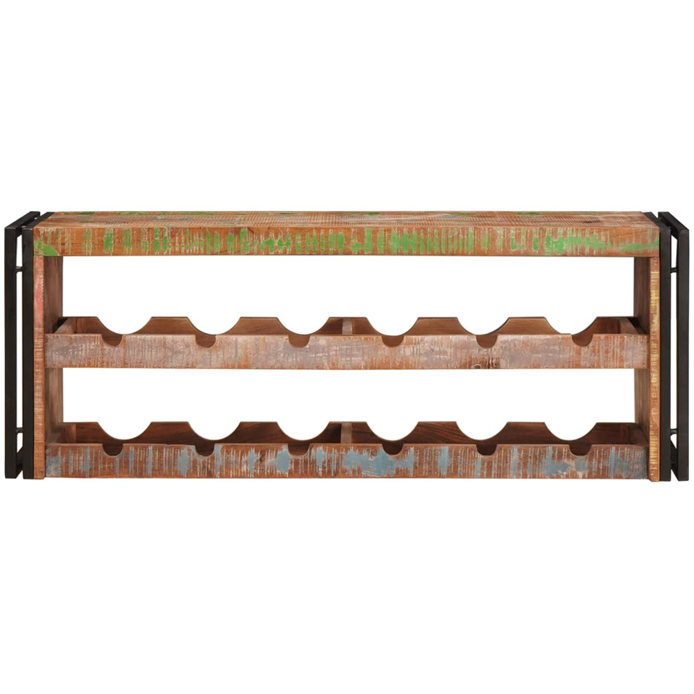vidaXL 12 Bottle Brown Solid Reclaimed Wood Wall Mounted Wine Rack Image 2