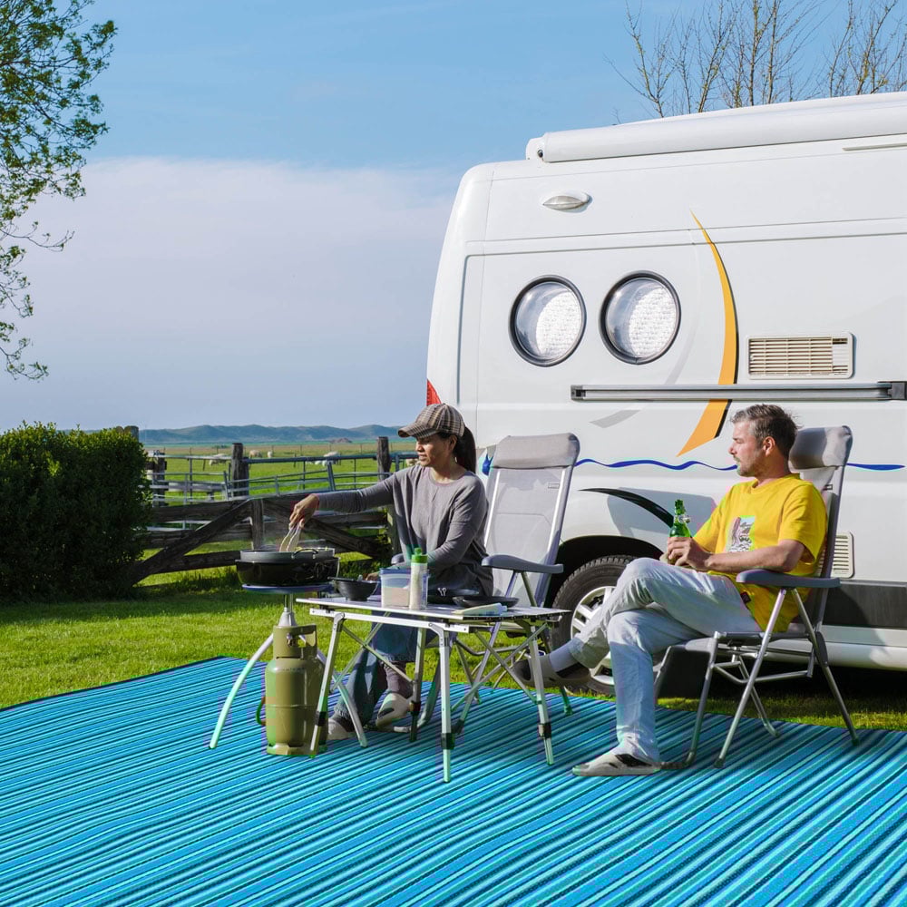 Green Decore Weaver Turquoise Blue Green Camping and Picnic Rug 180 x 270cm Image 5