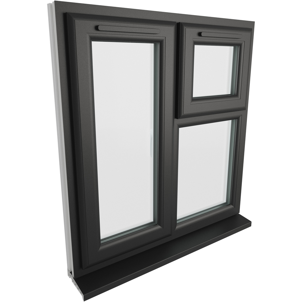 Crystal Black and White LH Side Hung and Top Opener Clear Double Glazed Window 905 x 965mm Image 4