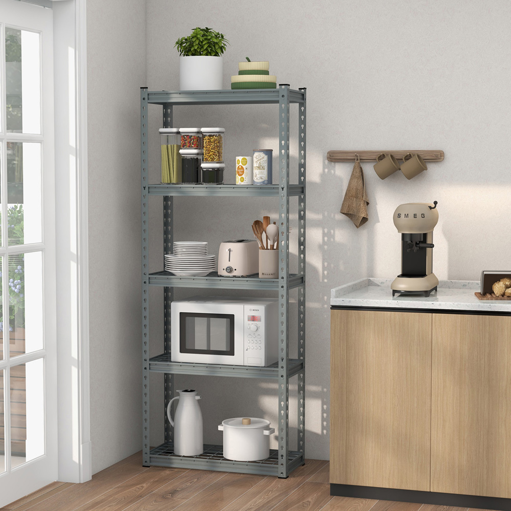 Costway 5 Shelf Grey Garage Metal Storage Unit Image 2