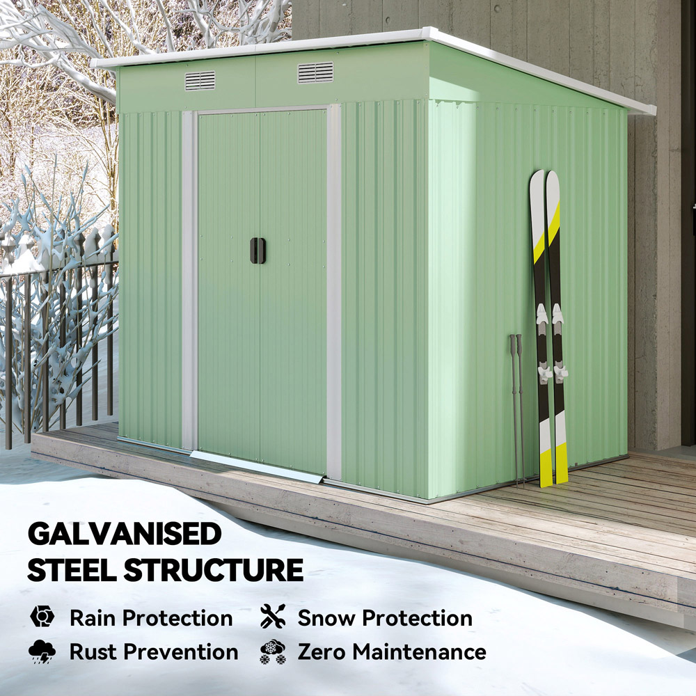 Outsunny 6.8 x 4.3ft Light Green Metal Pent Garden Shed Image 4