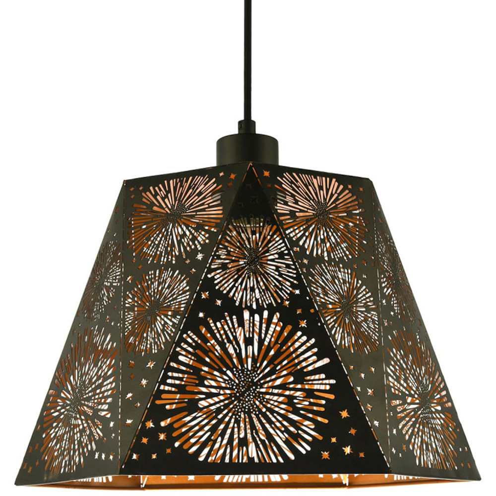Happy Homewares Matte Black Hexagonal Pendant Lamp Shade Image 1