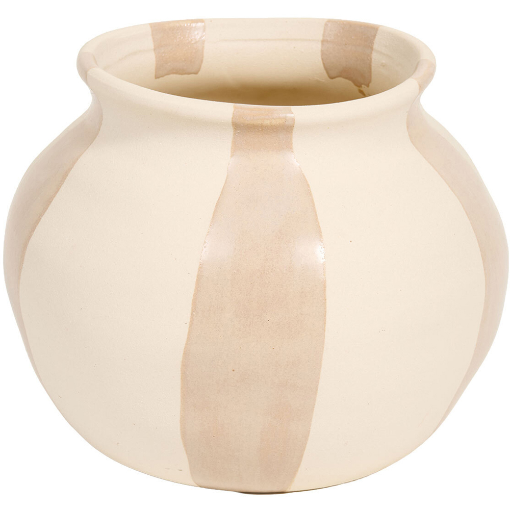 Margot Striped Stone Planter Neutral Image 1