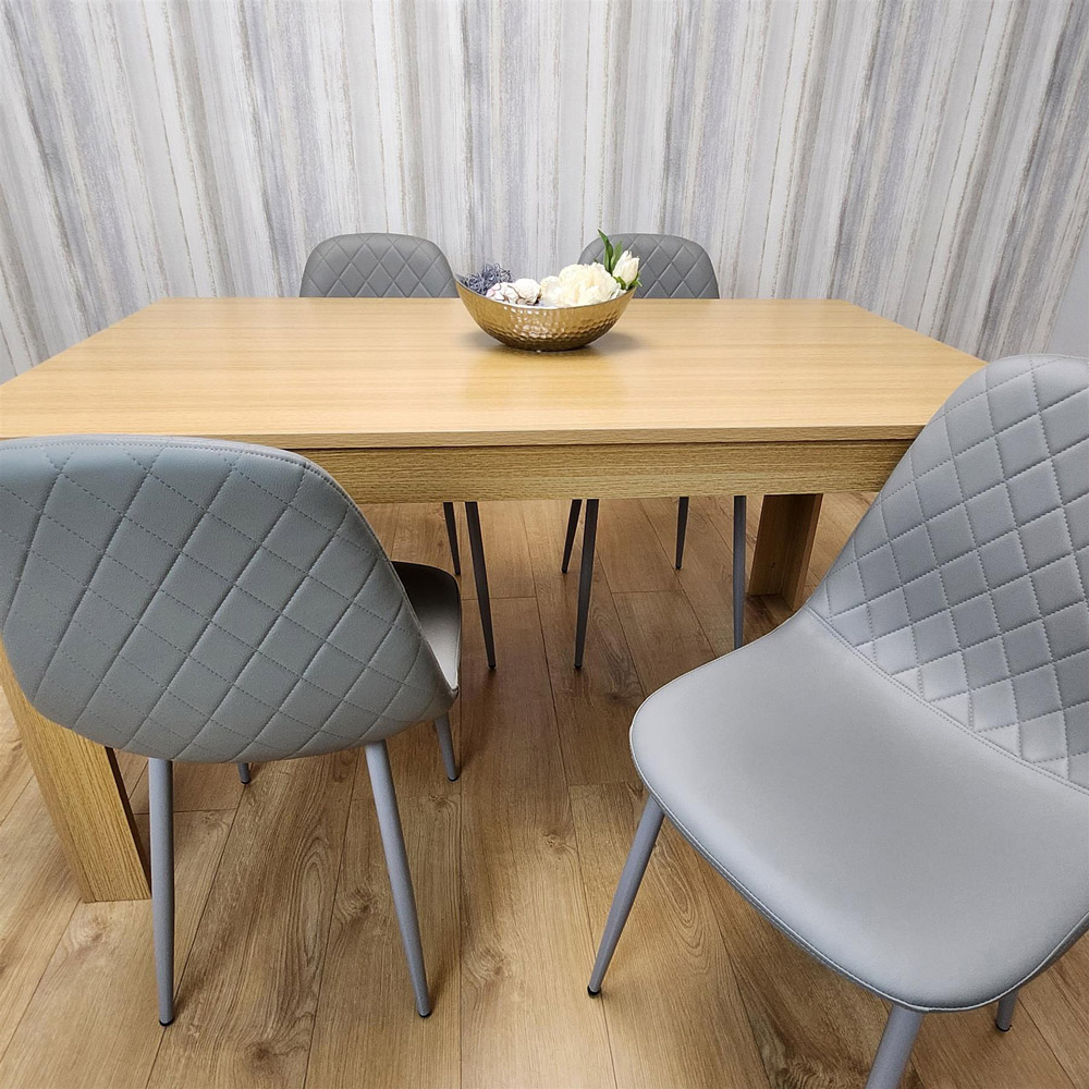 Portland 4 Seater Dining Set Oak Effect and Grey Image 5