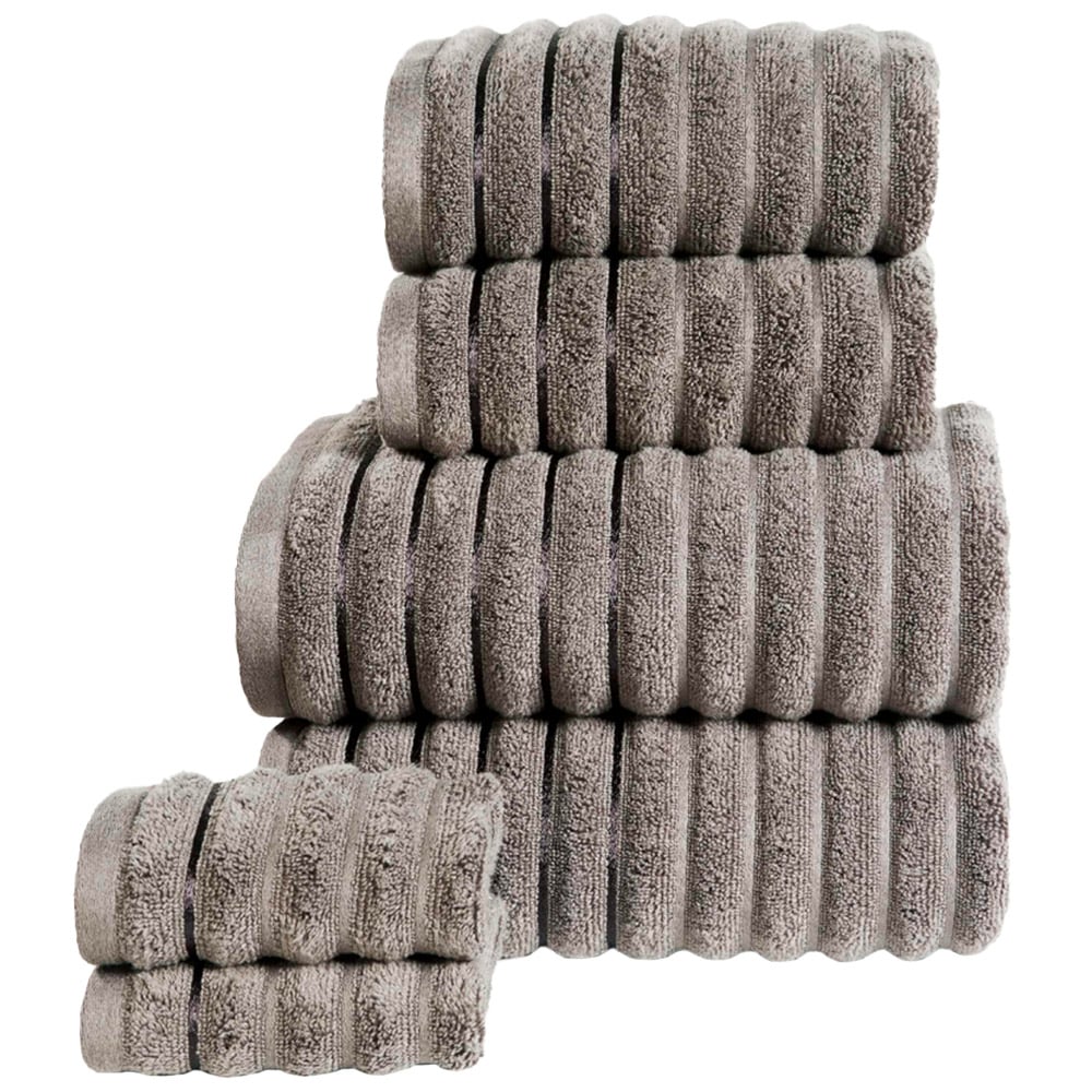 Rapport Home Charcoal Grey Ribbed Cotton Towel Bundle Set of 6 Image 1