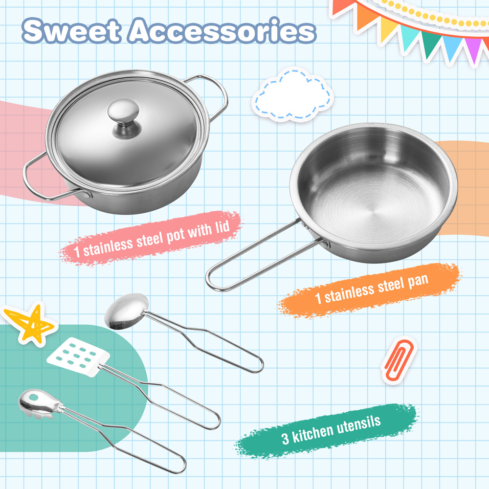 Costway Kids White Wooden Corner Kitchen Play Set with Range Hood Image 4