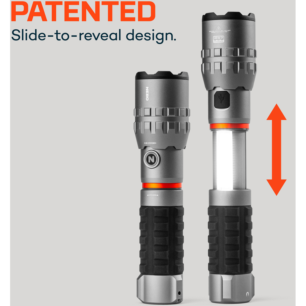 Nebo Slyde King 4K 4000 Lumens Rechargeable Flashlight with Side-to-Reveal COB Work Light Image 3