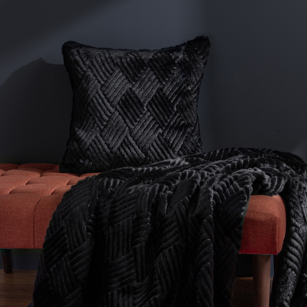Paoletti Sonnet Jet Cut Faux Fur Cushion Image 6