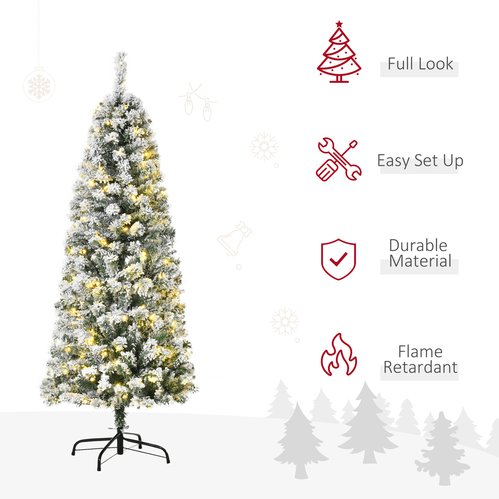 Everglow Warm LED Pre-Lit Snow Flocked Green Artificial Christmas Tree 5ft Image 4