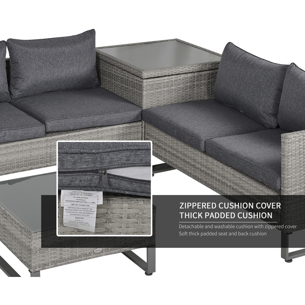 Outsunny 4 Seater Grey Rattan Corner Lounge Set Image 5
