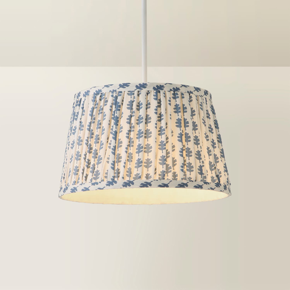 ValueLights Grange Blue Floral Pleated Small Pendant Shade Image 5