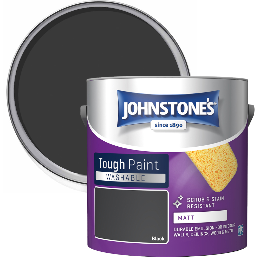 Johnstone's Walls & Ceilings Black Washable Matt Emulsion Paint 2.5L Image 1