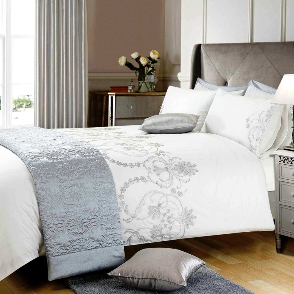 Sweet Dreams Ingram Double Silver Boutique-Inspired Embellished Duvet Cover Set Image 1