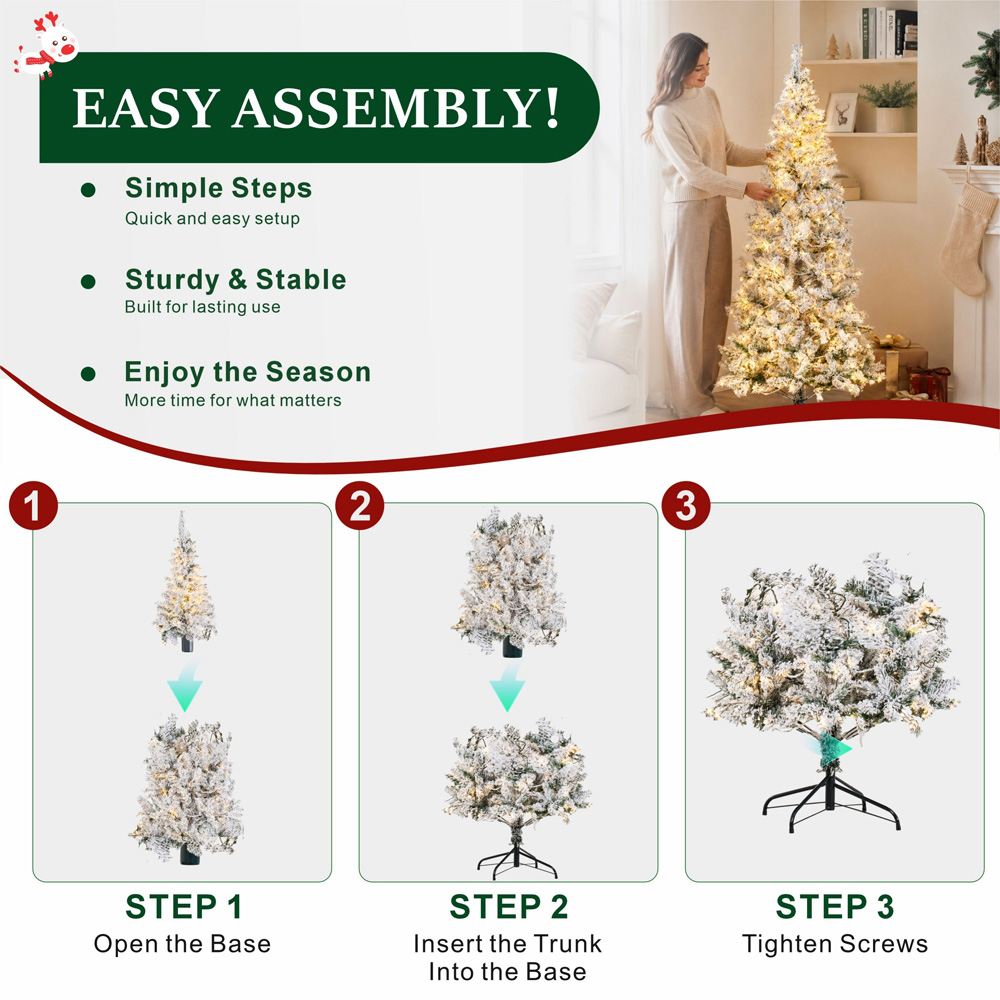 Abrihome 150 Warm White LED Pre-Lit Flocked Artificial Christmas Tree with 380 Tips 5ft Image 5