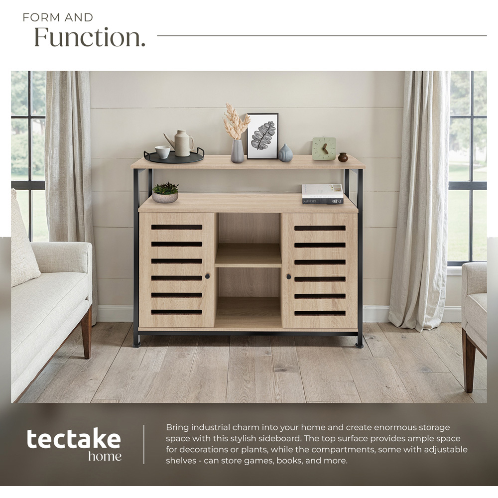 Tectake Warrington 2 Door 3 Shelf Light Sonoma Oak Sideboard Image 5