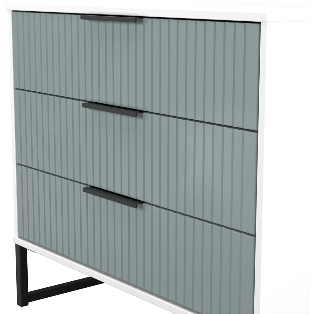 Crowndale Fluted 3 Drawer Duck and White Matt Chest of Drawers Ready Assembled Image 5