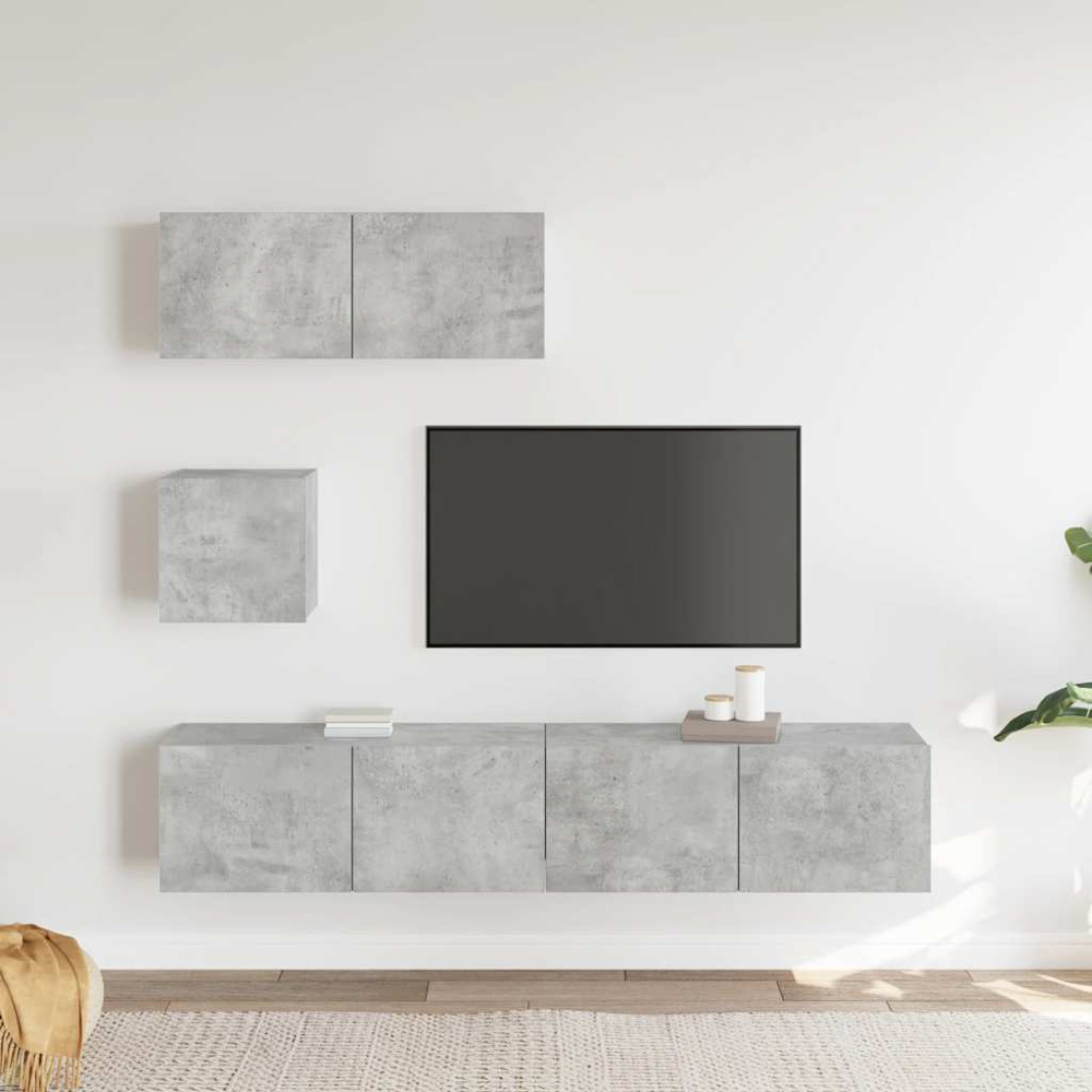 vidaXL 7 Door Concrete Grey Wall Mounted TV Cabinet Image 9
