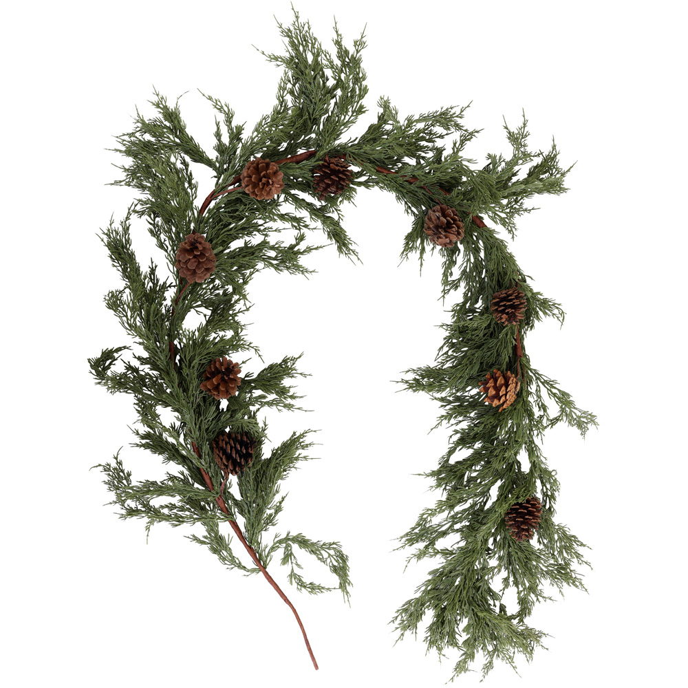 Charles Bentley Green Christmas Garland with Pinecones 180cm Image 3